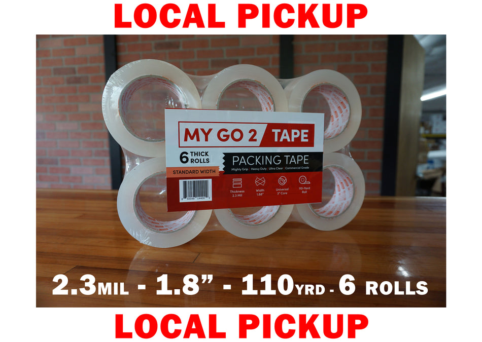 Same Day Local Pickup -  My Go 2 Packing Tape, 6 Pack, 110 Yard, 2.3 MIL, Standard Width, Ultra Clear