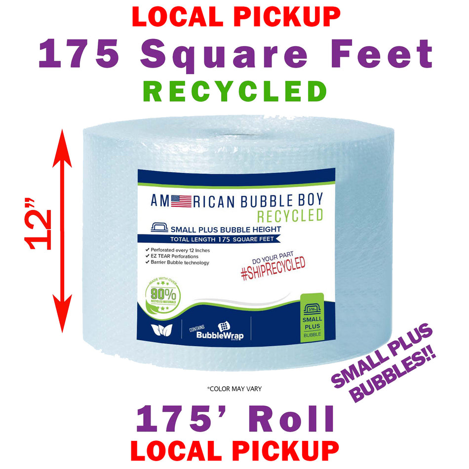 Same Day Local Pickup - Recycled Grade - 12" Small Plus (3/16) American Bubble Boy Bubble Wrap- 175 Square feet