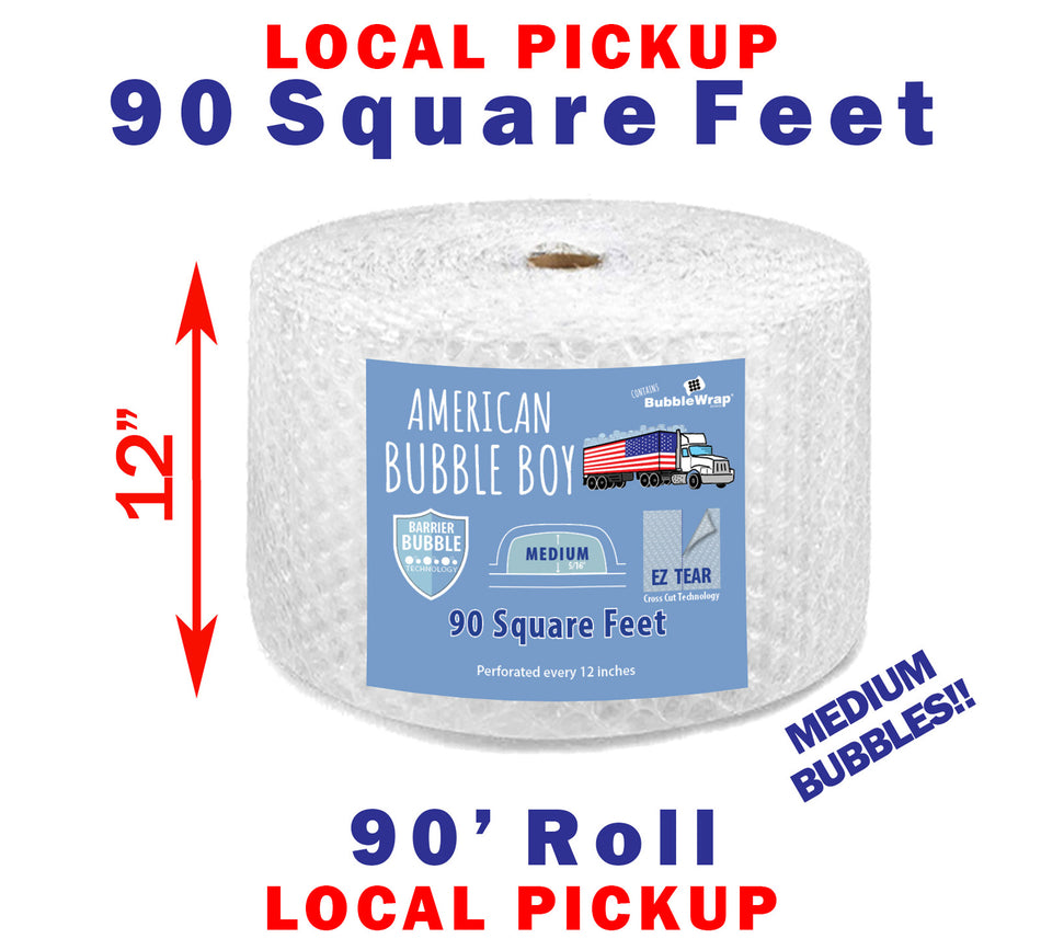 Same Day Local Pickup - 12" Medium (5/16) American Bubble Boy Bubble Wrap - 90 Square feet