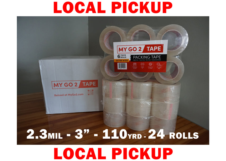 Same Day Local Pickup - My Go 2 Packing Tape, 24 Pack, 110 Yard, 2.3 MIL, 3" Extra Wide Width, Ultra Clear