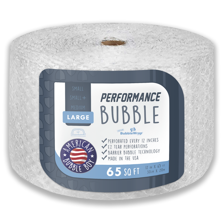 PERFORMANCE - 12" Large (1/2) Bubble Wrap - 65 Square Feet per Roll