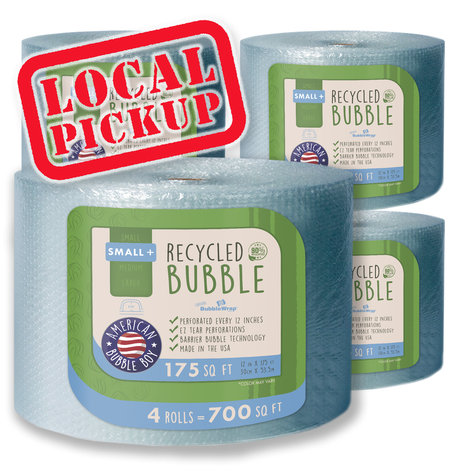 SAME DAY LOCAL PICKUP - RECYCLED, 12" Small Plus (3/16) Bubble Wrap - 175 Square Feet per Roll