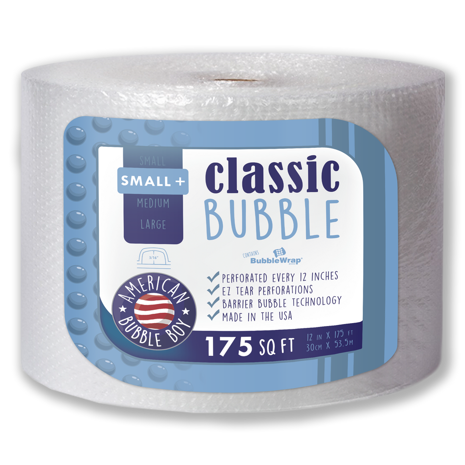 CLASSIC - 12" Small Plus (3/16) Bubble Wrap - 175 Square Feet per Roll