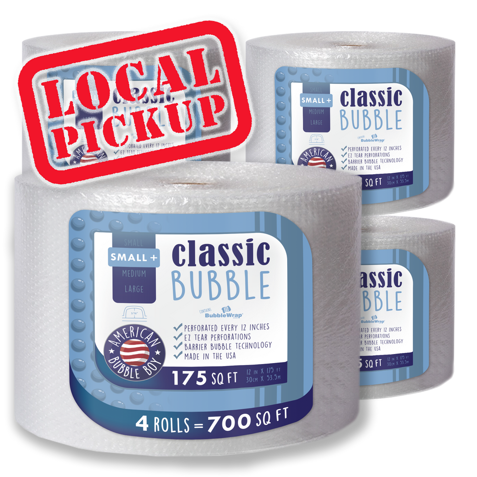 SAME DAY LOCAL PICKUP - CLASSIC, 12" Small Plus (3/16) Bubble Wrap - 175 Square Feet per Roll