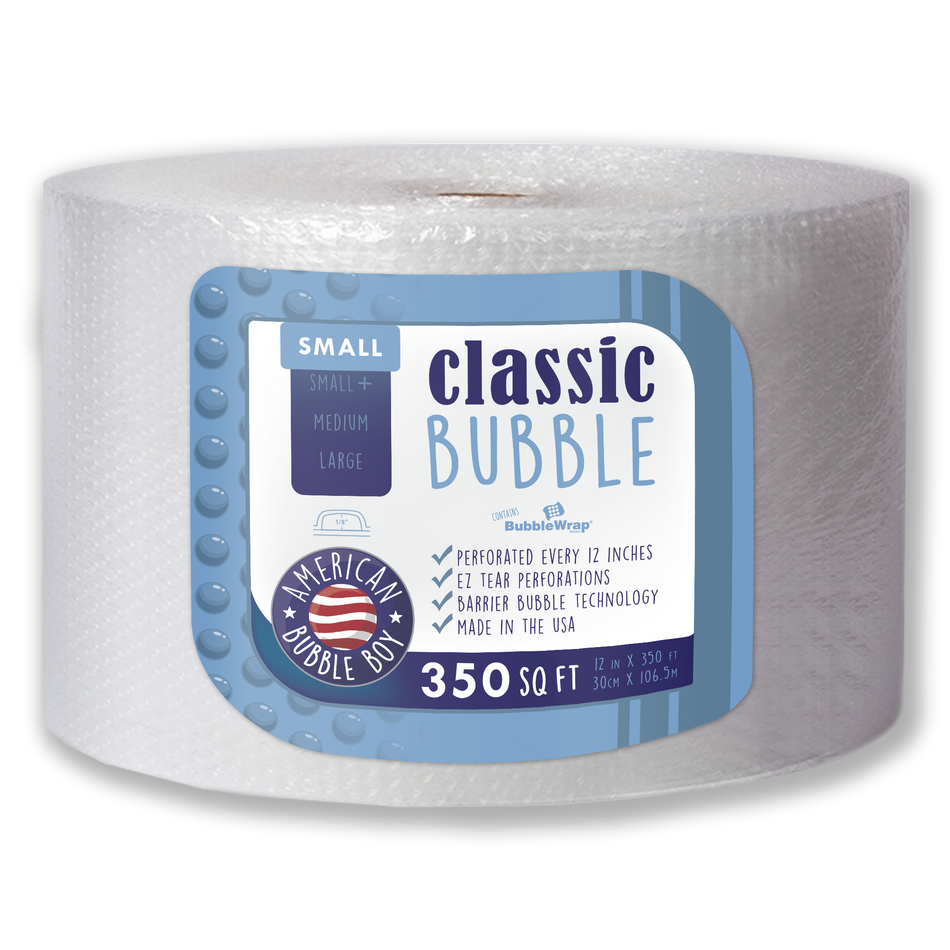 CLASSIC - 12" Small (1/8) Bubble Wrap - 350 Square Feet per Roll