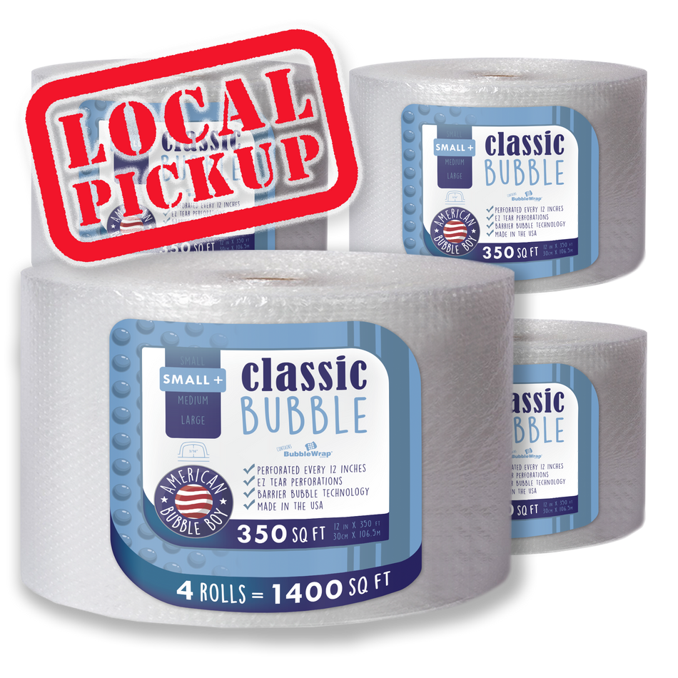 SAME DAY LOCAL PICKUP - CLASSIC, 12" Small Plus (3/16) Bubble Wrap - 350 Square Feet per Roll