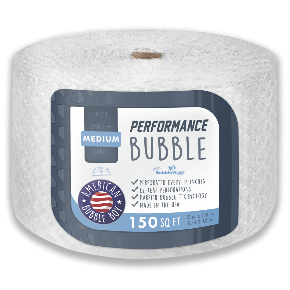PERFORMANCE - 12" Medium (5/16) Bubble Wrap - 150 Square Feet per Roll