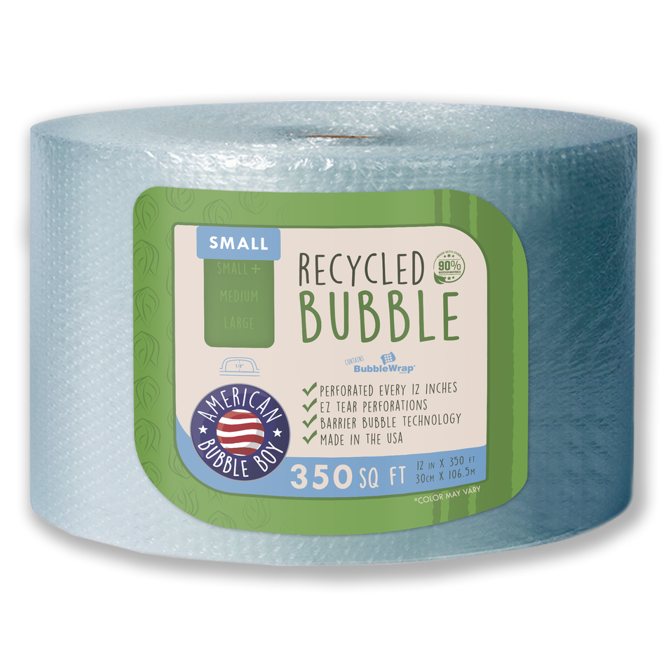 RECYCLED - 12" Small (1/8) Bubble Wrap - 350 Square Feet per Roll