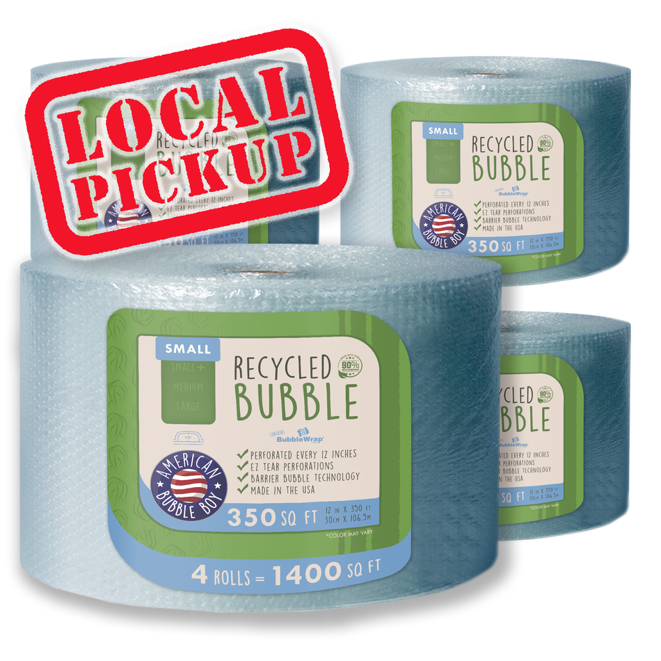 SAME DAY LOCAL PICKUP - RECYCLED, 12" Small (1/8) Bubble Wrap - 350 Square Feet per Roll