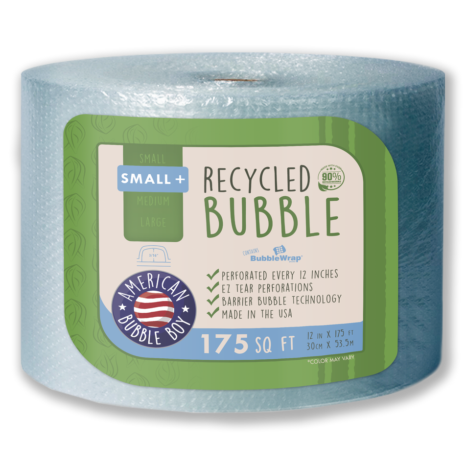 RECYCLED - 12" Small Plus (3/16) Bubble Wrap - 175 Square Feet per Roll