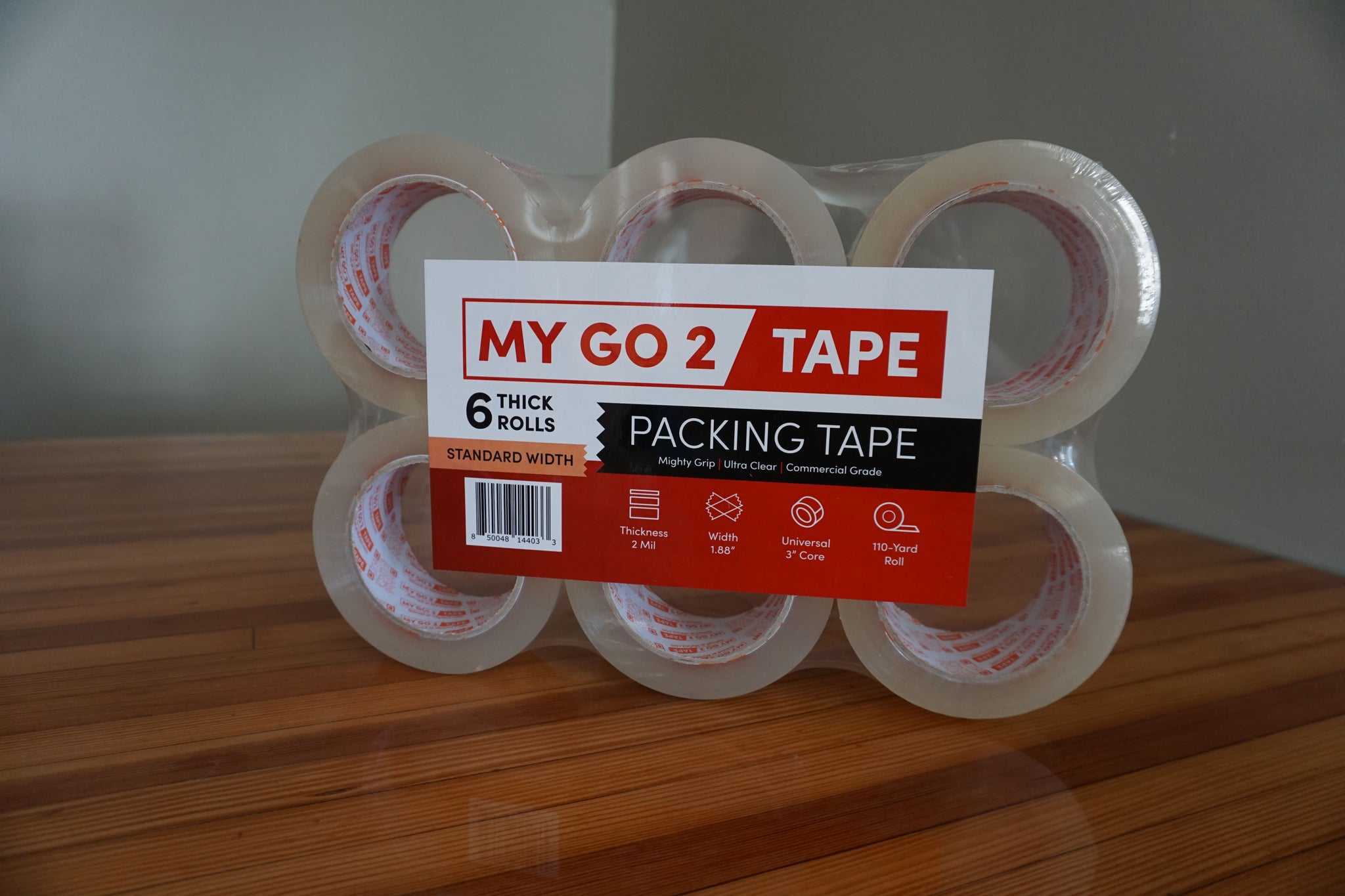 My Go 2 Packing Tape, 6 Pack, 110 Yard, 2.0 MIL, Standard Width, Ultra Clear