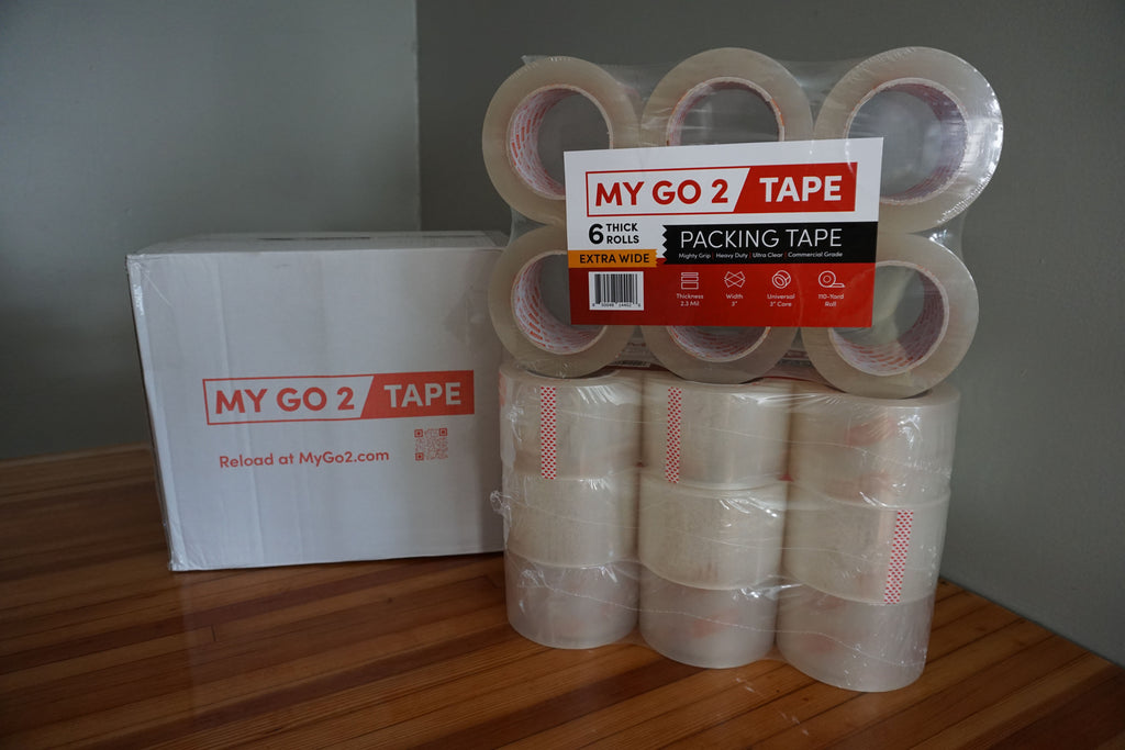 My Go 2 Packing Tape, 24 Pack, 110 Yard, 2.3 MIL, 3" Extra Wide Width, Ultra Clear