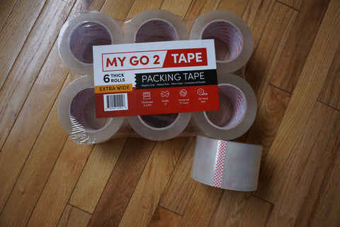 My Go 2 Packing Tape, 6 Pack, 110 Yard, 2.3 MIL, 3 Extra Wide Width