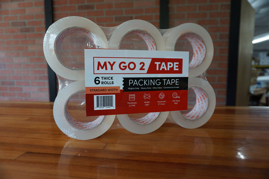 My Go 2 Packing Tape, 6 Pack, 110 Yard, 2.3 MIL, Standard Width, Ultra Clear
