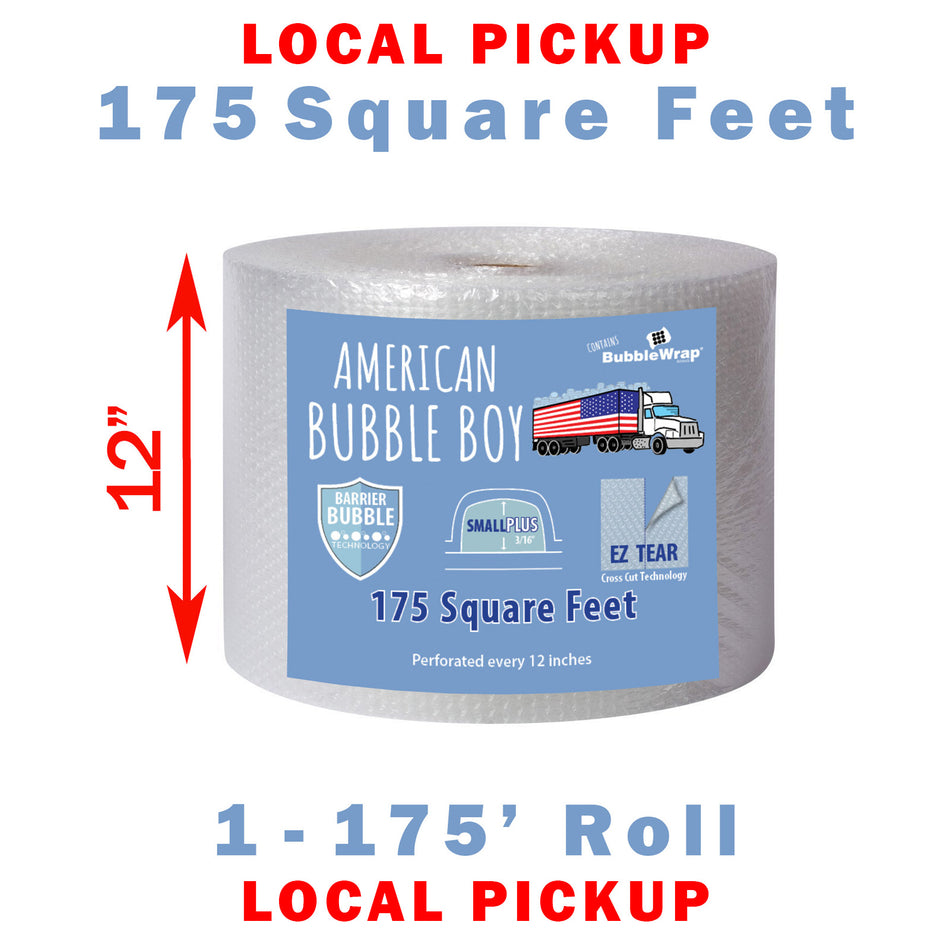 Same Day Local Pickup - 1 rolls - 12" Small Plus (3/16) American Bubble Boy Wrap - 175 Square feet