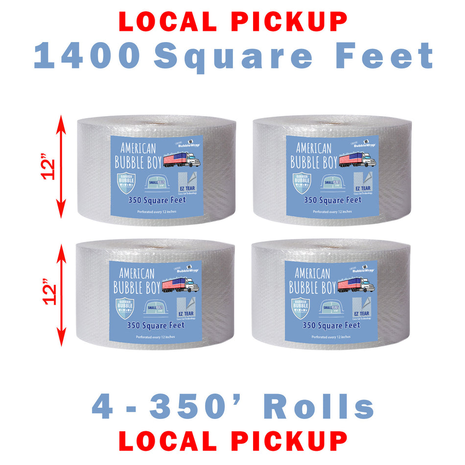 Same Day Local Pickup - 4 rolls - 12" Small Plus (3/16) American Bubble Boy Wrap - 1400 Square feet