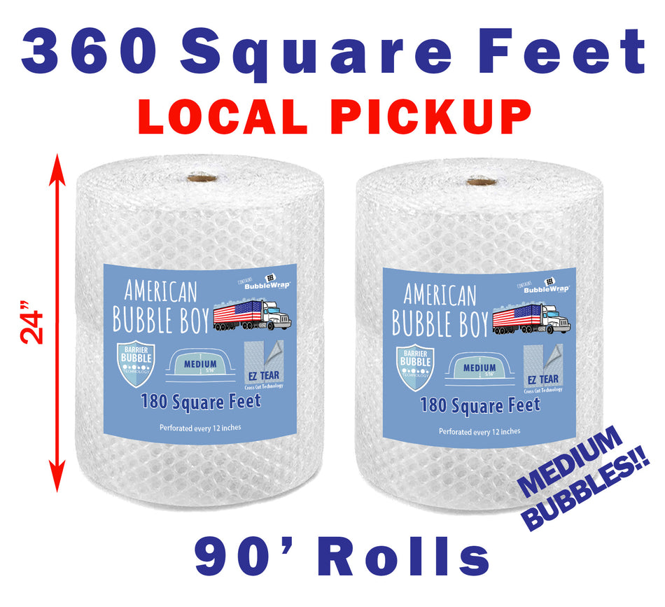 Same Day Local Pickup - 24" Medium (5/16) American Bubble Boy Wrap - 360 Square feet