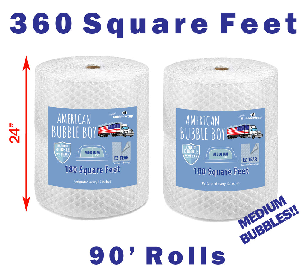 24" Medium (5/16) American Bubble Boy Bubble Wrap - 360 Square feet