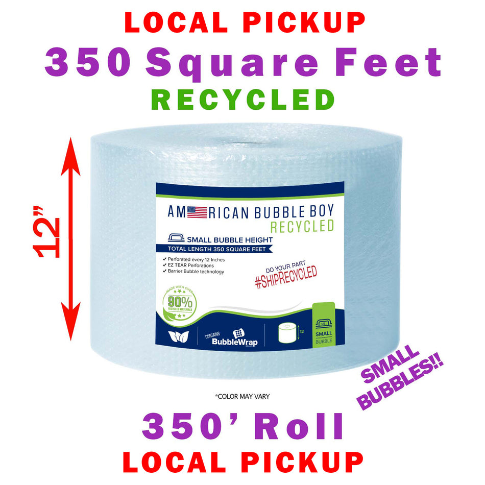 Same Day Local Pickup - Recycled Grade - 12" Small (1/8) American Bubble Boy Bubble Wrap- 350 Square feet