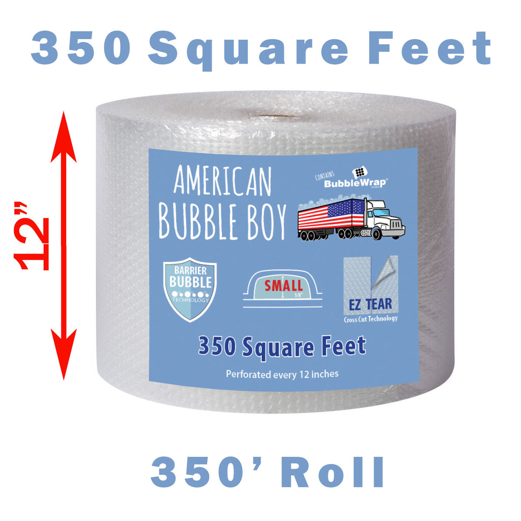 12" Small (1/8") American Bubble Boy Bubble Wrap - 350 Square feet